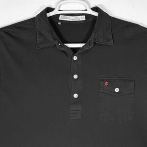 Criquet Black Organic Cotton‎ Short Sleeve Polo Shirt Mens XXL Golf Minimalist